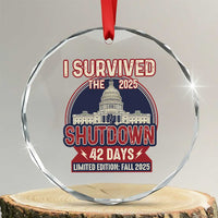 I Survived the 2025 Shutdown Crystal Glass Ornament Funny Government Closure Parody Political Humor - Wonder Print Shop