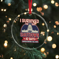 I Survived the 2025 Shutdown Crystal Glass Ornament Funny Government Closure Parody Political Humor - Wonder Print Shop