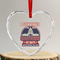 I Survived the 2025 Shutdown Heart Crystal Glass Ornament Funny Government Closure Parody Political Humor - Wonder Print Shop
