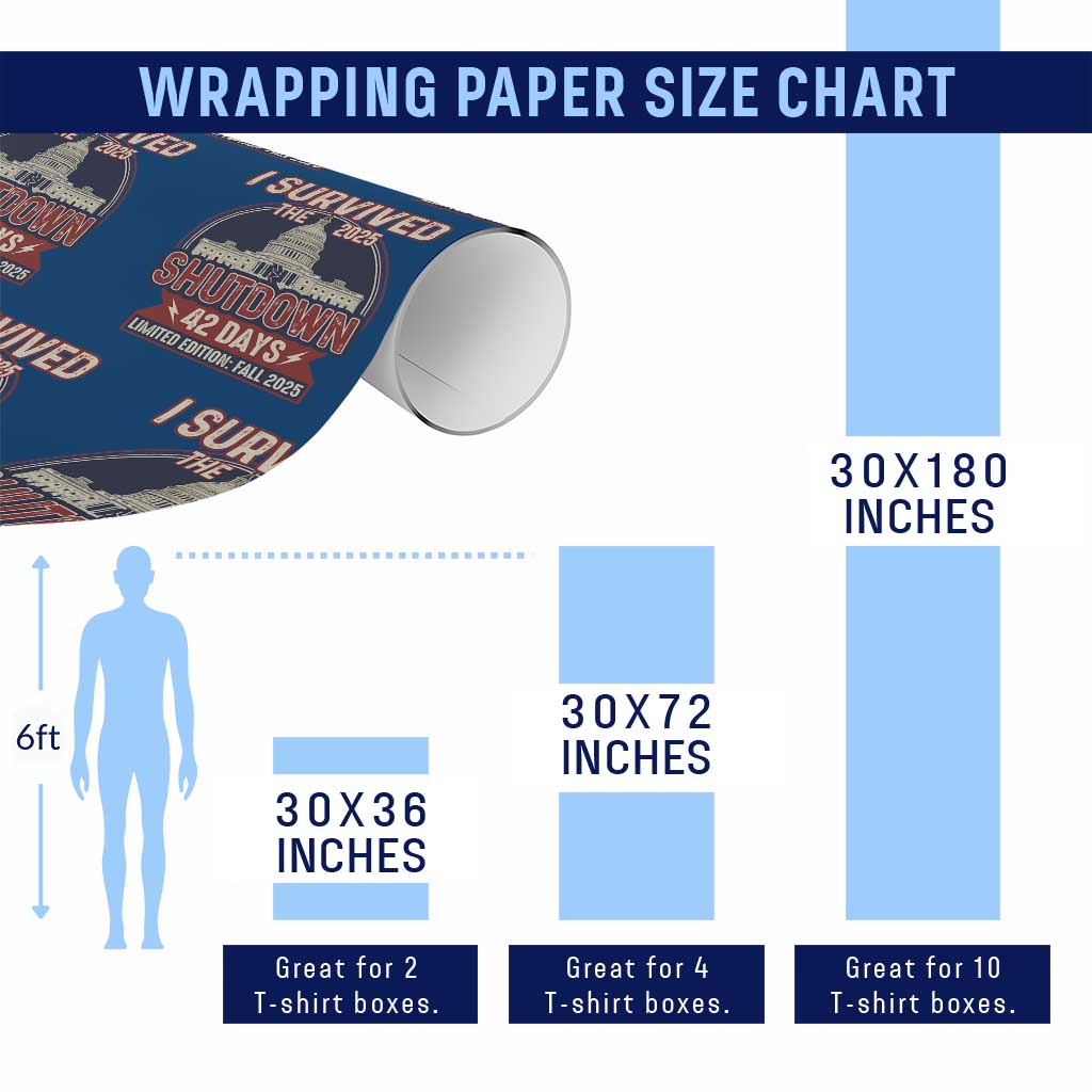 I Survived the 2025 Shutdown Wrapping Paper Roll Funny Government Closure Parody Political Humor - Wonder Print Shop