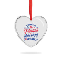 I Survived The Florida Blizzard Of 2025 Heart Crystal Glass Ornament - Wonder Print Shop
