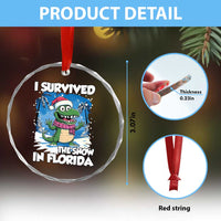 I Survived The Snow In Florida Crystal Glass Ornament Funny Crocodile - Wonder Print Shop