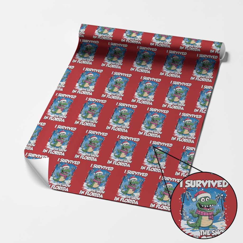 I Survived The Snow In Florida Wrapping Paper Roll Funny Crocodile - Wonder Print Shop