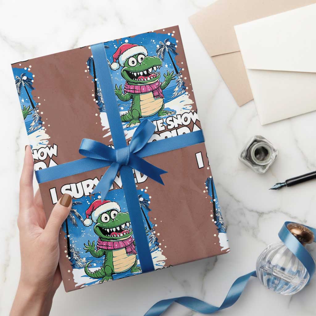 I Survived The Snow In Florida Wrapping Paper Roll Funny Crocodile - Wonder Print Shop