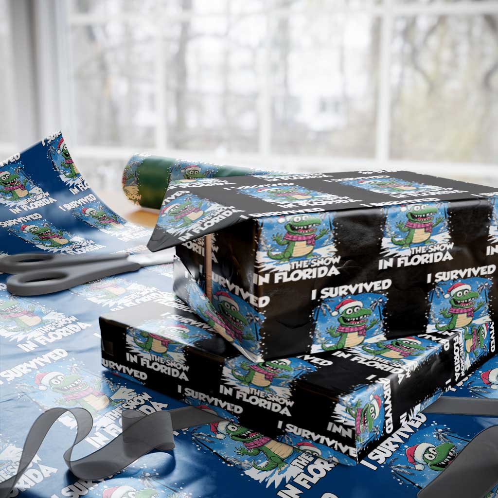 I Survived The Snow In Florida Wrapping Paper Roll Funny Crocodile - Wonder Print Shop