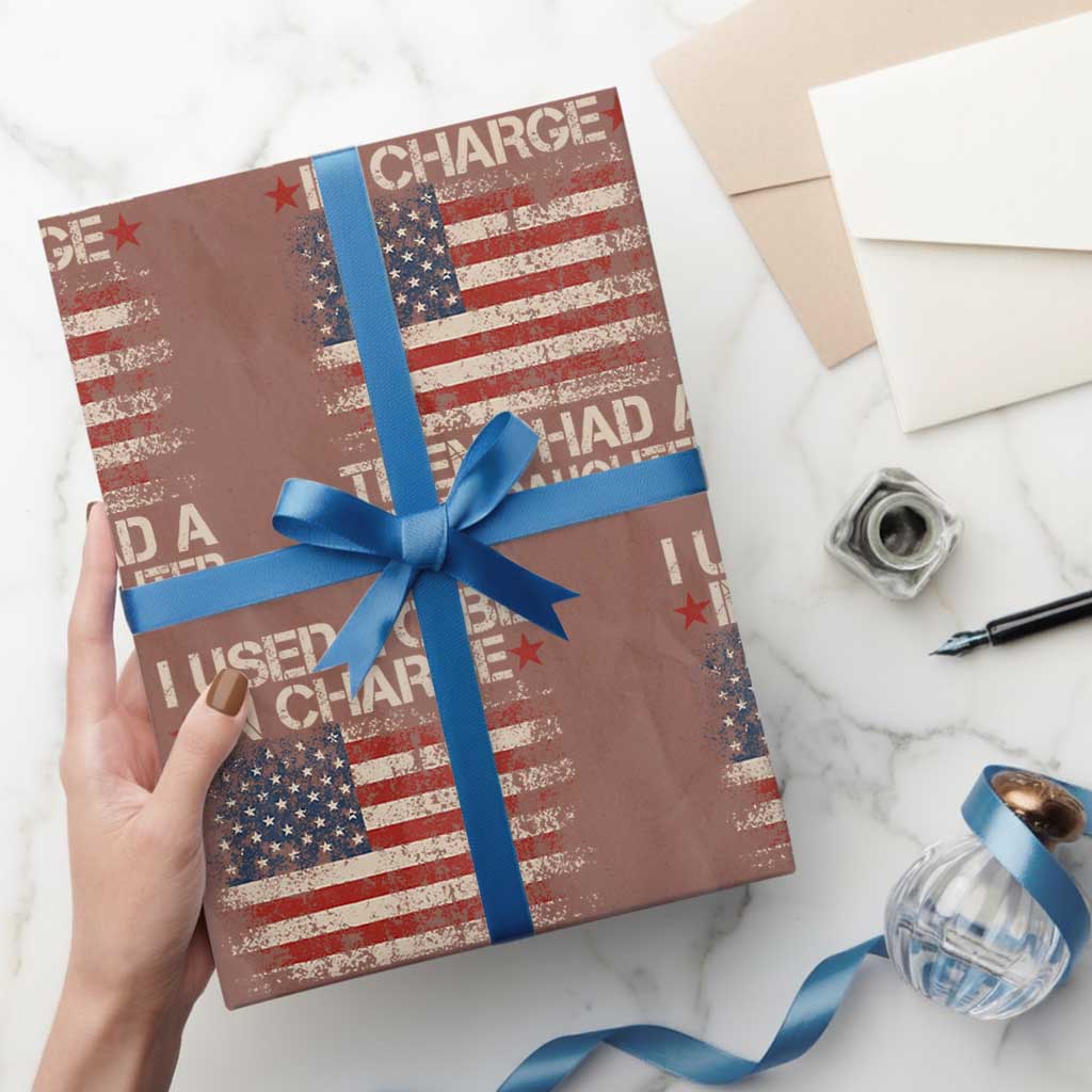 I Used To Be in Charge Then I Had A Granddaughter Wrapping Paper Roll Fathers Day Grandpa Gift American Flag