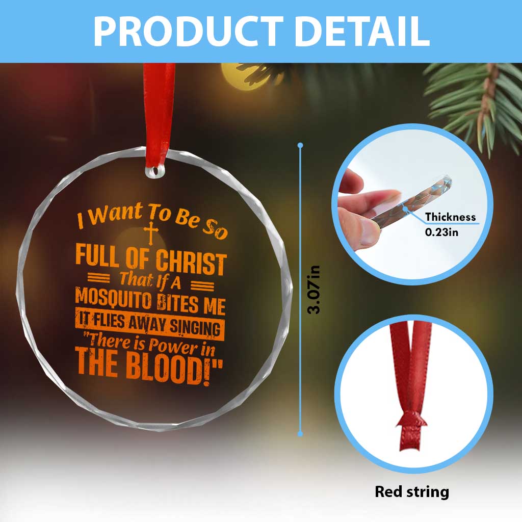 I Want To Be So Full Of Christ Crystal Glass Ornament Funny Christian Prayer Religious Cross - Wonder Print Shop