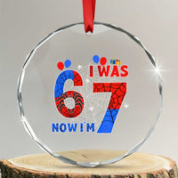 I Was 6 Now I Am 7 Crystal Glass Ornament Funny Spider Birthday Boy - Wonder Print Shop