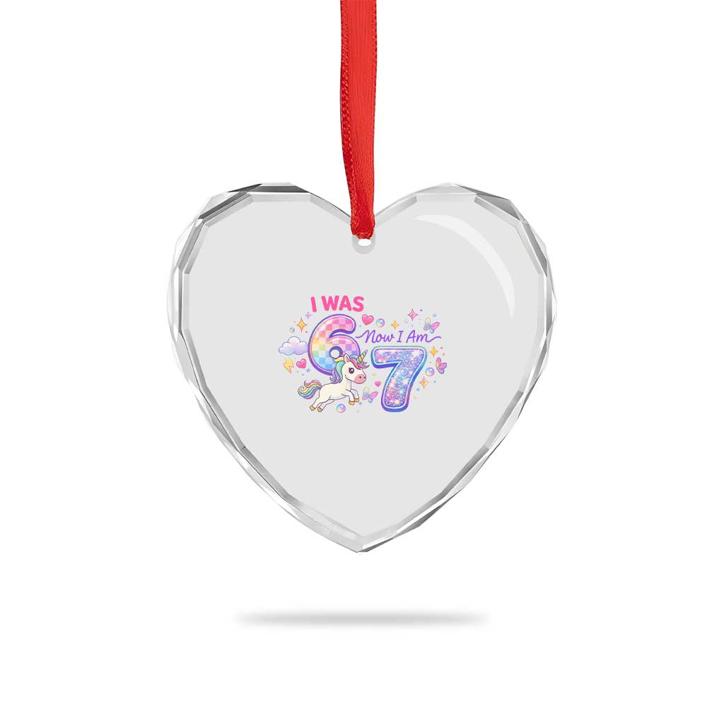 I Was 6 Now I Am 7 Heart Crystal Glass Ornament Funny Birthday Alpha Kids - Wonder Print Shop