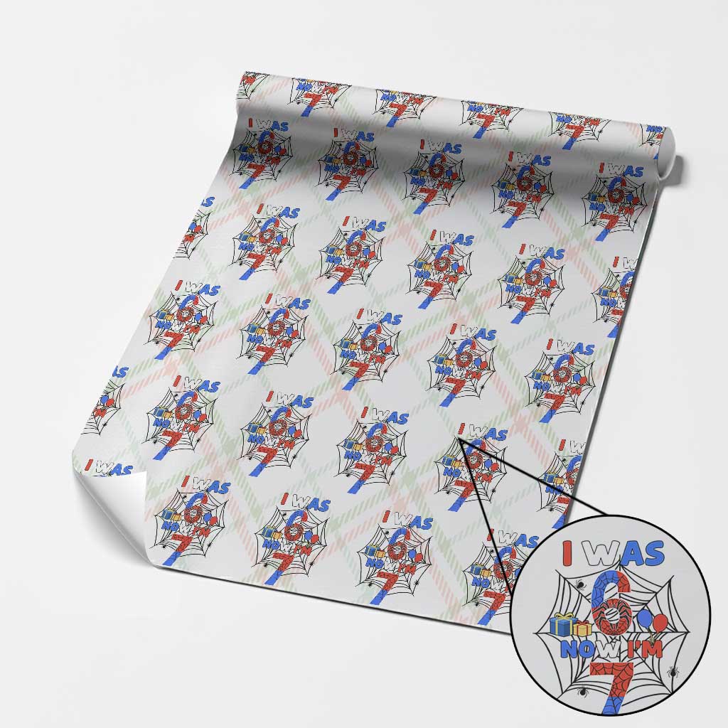 I Was 6 Now I Am 7 Wrapping Paper Roll Spider Themed Birthday Boy - Wonder Print Shop
