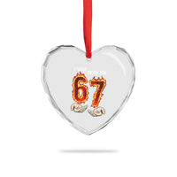I Was 6 Now I'm 7 Birthday Heart Crystal Glass Ornament Funny Six Seven Meme 67 Flame