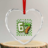 I Was 6 Now I'm 7 Birthday Meme Heart Crystal Glass Ornament Pixel Style 67 Gamer Six Seven Joke - Wonder Print Shop
