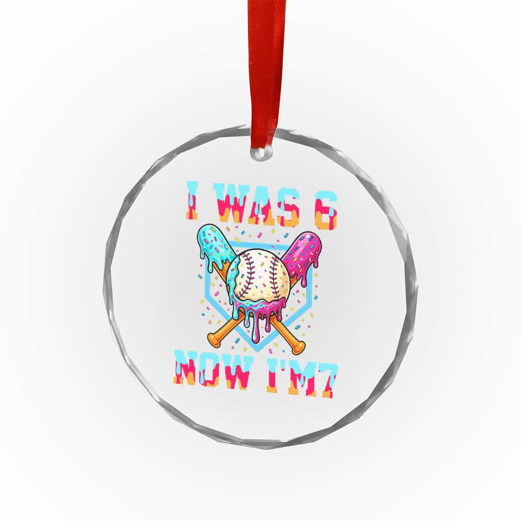 I Was 6 Now I'm 7 Crystal Glass Ornament Baseball Ice Cream Drip Number 67 Player 67th Birthday