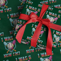 I Was 6 Now I'm 7 Wrapping Paper Roll Baseball Ice Cream Drip Number 67 Player 67th Birthday