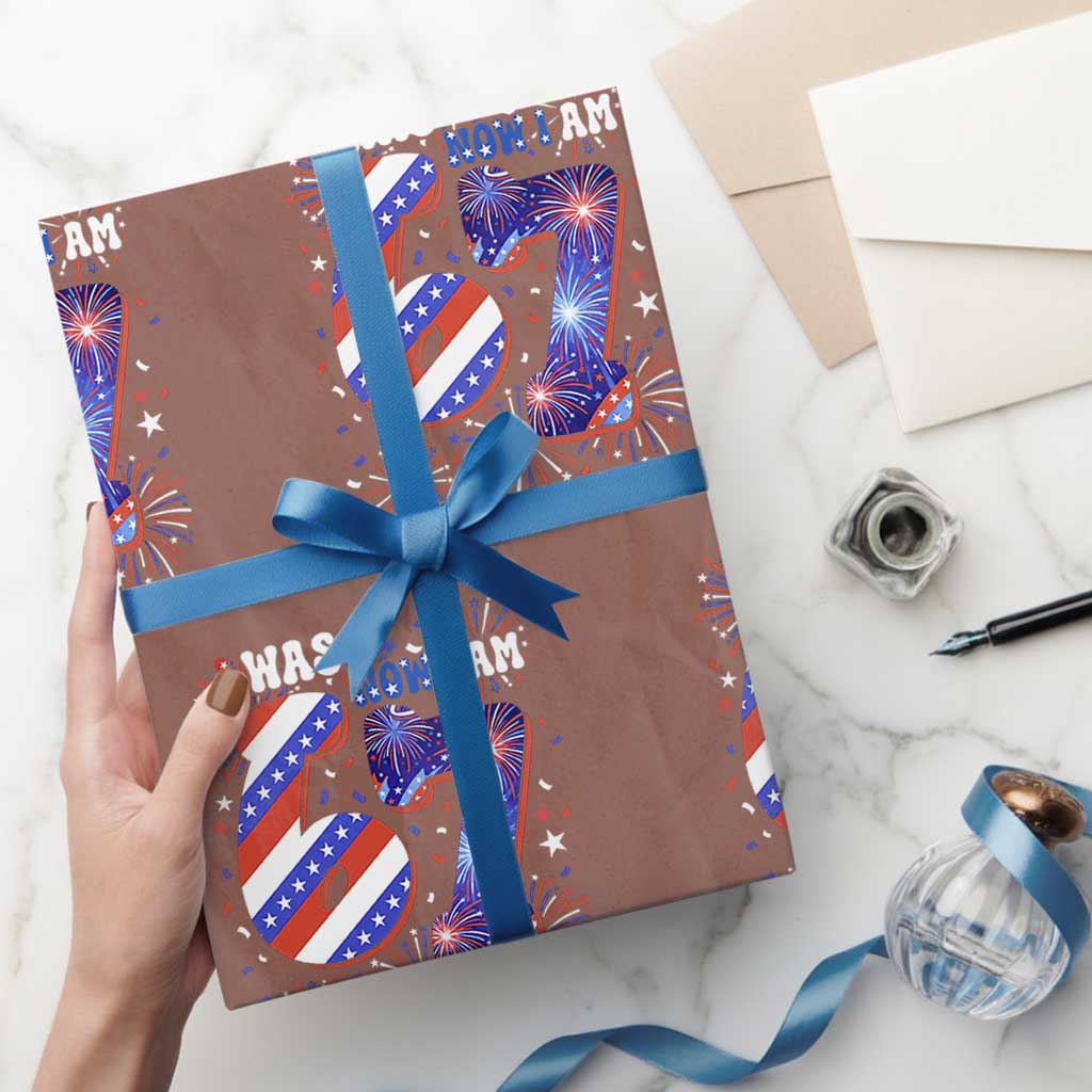 I Was Six Now I Am Seven Wrapping Paper Roll Patriotic 7th Birthday Gift