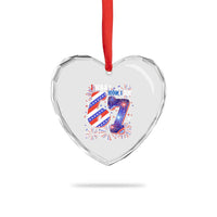 I Was Six Now I Am Seven Heart Crystal Glass Ornament Patriotic 7th Birthday Gift