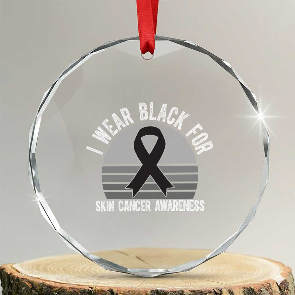 I Wear Black For Skin Cancer Awareness Crystal Glass Ornament Retro Vintage Sunset