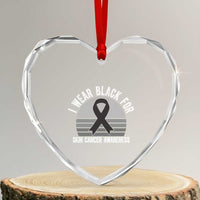 I Wear Black For Skin Cancer Awareness Heart Crystal Glass Ornament Retro Vintage Sunset