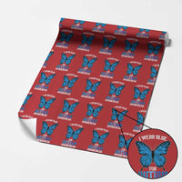 I Wear Blue For Autism Awareness Wrapping Paper Roll Blue Butterfly Puzzle Pieces