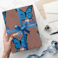 I Wear Blue For Autism Awareness Wrapping Paper Roll Blue Butterfly Puzzle Pieces