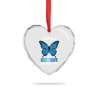 I Wear Blue For Autism Awareness Heart Crystal Glass Ornament Blue Butterfly Puzzle Pieces