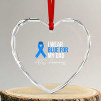 I Wear Blue For My Dad ALS Awareness Heart Crystal Glass Ornament