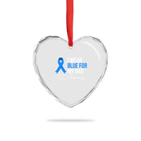 I Wear Blue For My Dad ALS Awareness Heart Crystal Glass Ornament