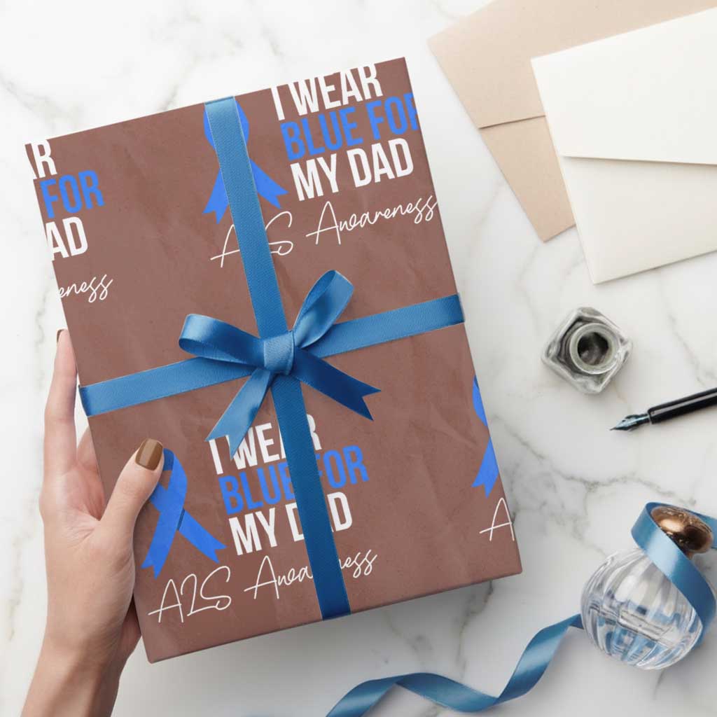 I Wear Blue For My Dad ALS Awareness Wrapping Paper Roll