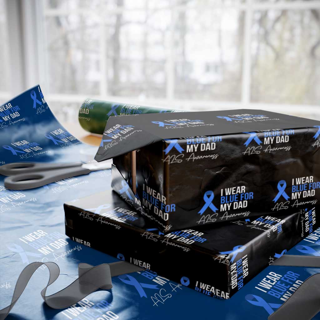 I Wear Blue For My Dad ALS Awareness Wrapping Paper Roll