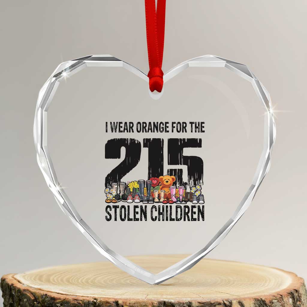 I Wear Orange For The 215 Stolen Children Heart Crystal Glass Ornament Native Child Tribute 215 Memorial Awareness - Wonder Print Shop