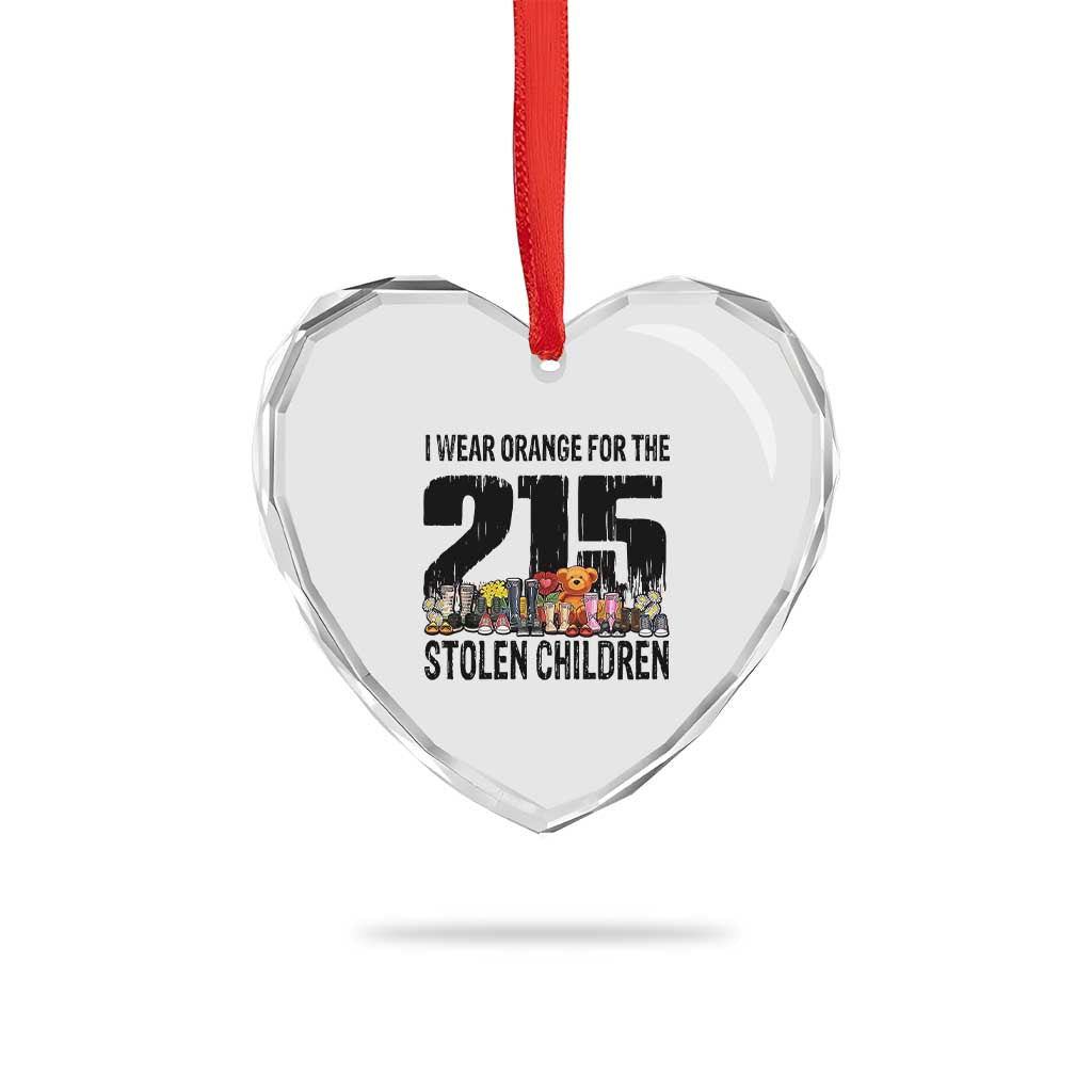 I Wear Orange For The 215 Stolen Children Heart Crystal Glass Ornament Native Child Tribute 215 Memorial Awareness - Wonder Print Shop