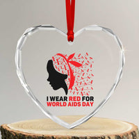 I Wear Red For World AIDS Day Heart Crystal Glass Ornament HIV Awareness Dragonfly Support Gift - Wonder Print Shop