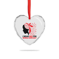 I Wear Red For World AIDS Day Heart Crystal Glass Ornament HIV Awareness Dragonfly Support Gift - Wonder Print Shop