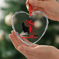 I Wear Red For World AIDS Day Heart Crystal Glass Ornament HIV Awareness Dragonfly Support Gift - Wonder Print Shop