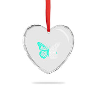 I Wear Teal For Sexual Assault Awareness Heart Crystal Glass Ornament