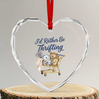 I Would Rather Be Thrifting Heart Crystal Glass Ornament Funny Shopping Quote Thrift Lover