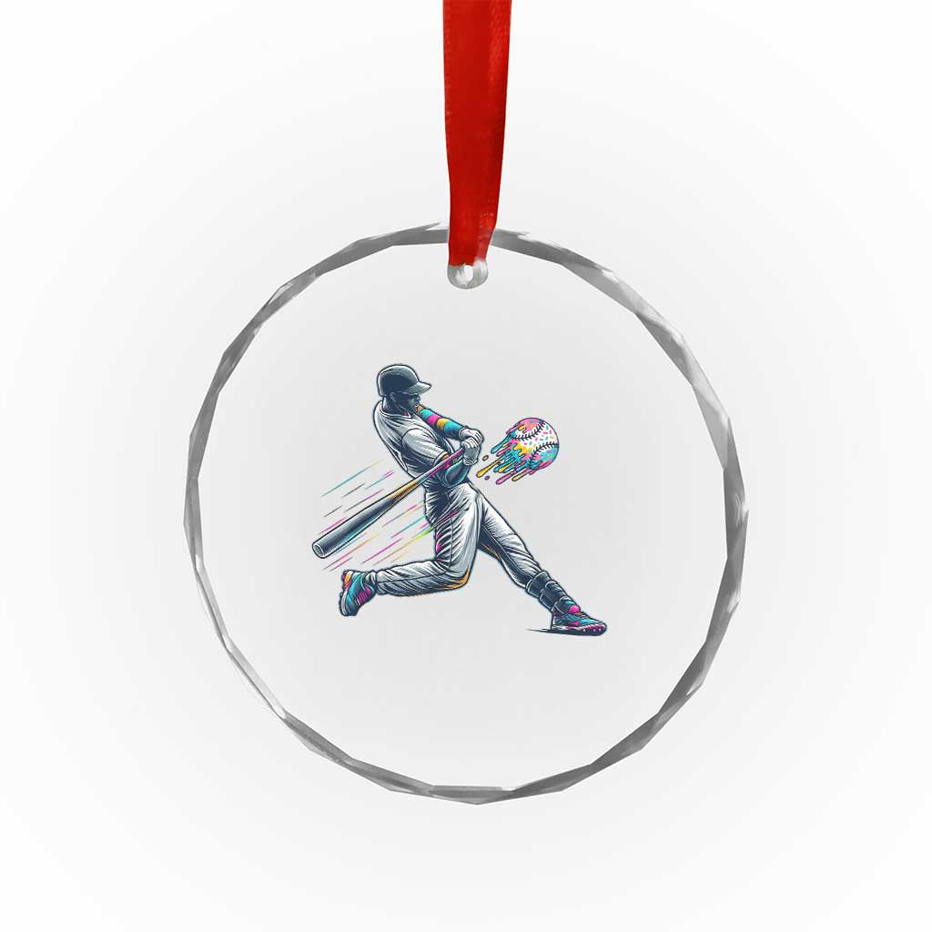 Ice Cream Baseball Player Dripping Game Day Crystal Glass Ornament