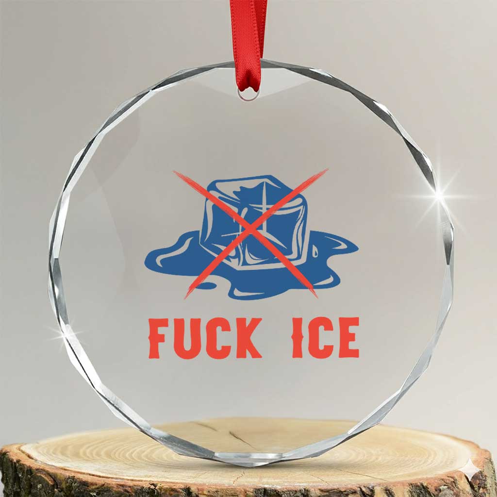 Ice Cube Anti ICE Immigration Human Rights Meme Crystal Glass Ornament