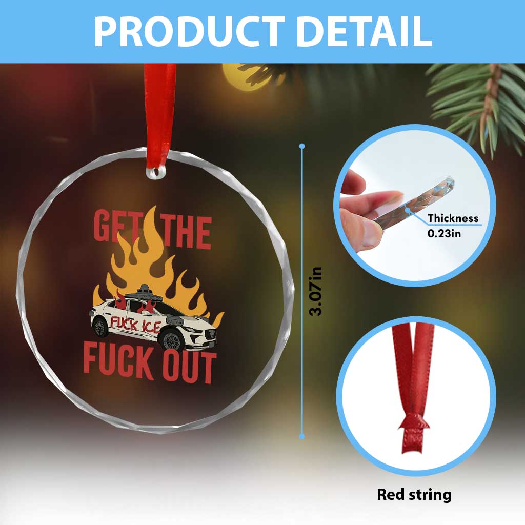 Ice Get the F Out Burning Car Graphic Crystal Glass Ornament Against Ice Protest Resistance