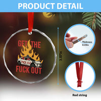 Ice Get the F Out Burning Car Graphic Crystal Glass Ornament Against Ice Protest Resistance