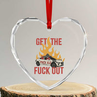 Ice Get the F Out Burning Car Graphic Heart Crystal Glass Ornament Against Ice Protest Resistance