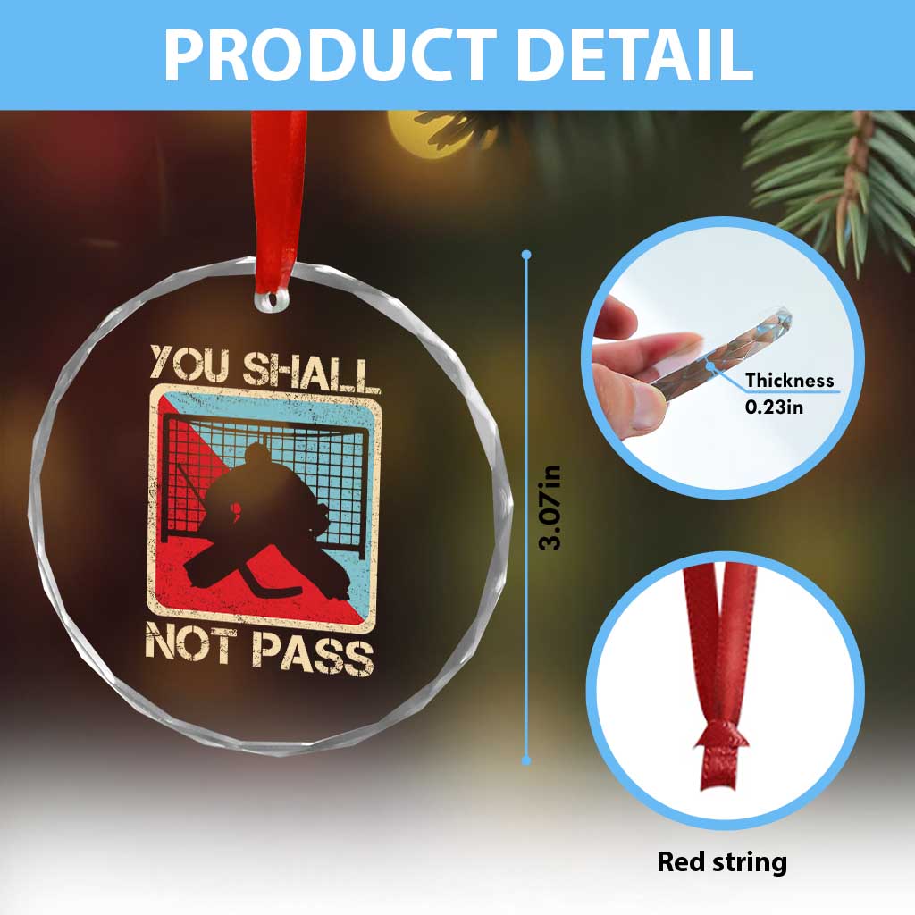 Ice Hockey Goalie Vintage Retro Gift Crystal Glass Ornament You Shall Not Pass - Wonder Print Shop