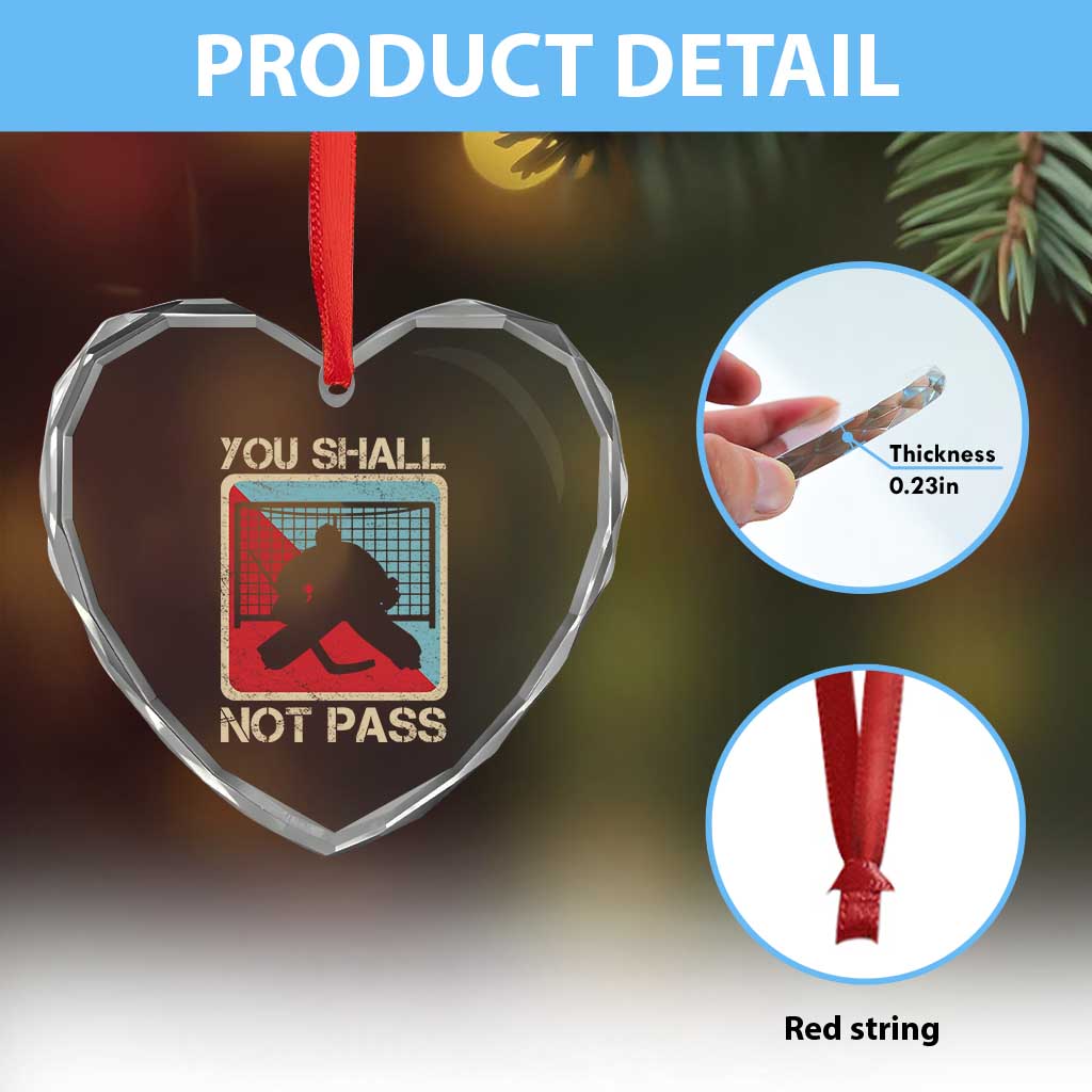 Ice Hockey Goalie Vintage Retro Gift Heart Crystal Glass Ornament You Shall Not Pass - Wonder Print Shop