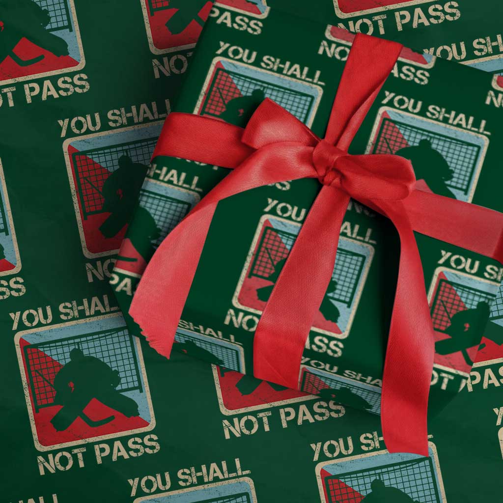Ice Hockey Goalie Vintage Retro Gift Wrapping Paper Roll You Shall Not Pass - Wonder Print Shop