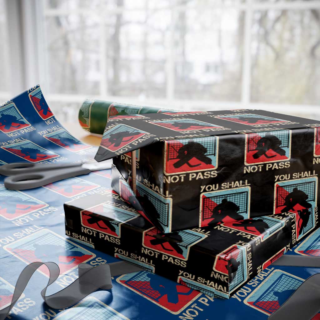 Ice Hockey Goalie Vintage Retro Gift Wrapping Paper Roll You Shall Not Pass - Wonder Print Shop