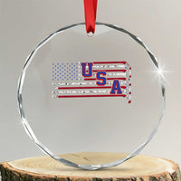 Ice Hockey Sticks American Flag Crystal Glass Ornament Patriotic Hockey Fan