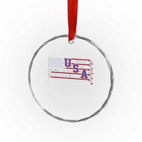 Ice Hockey Sticks American Flag Crystal Glass Ornament Patriotic Hockey Fan