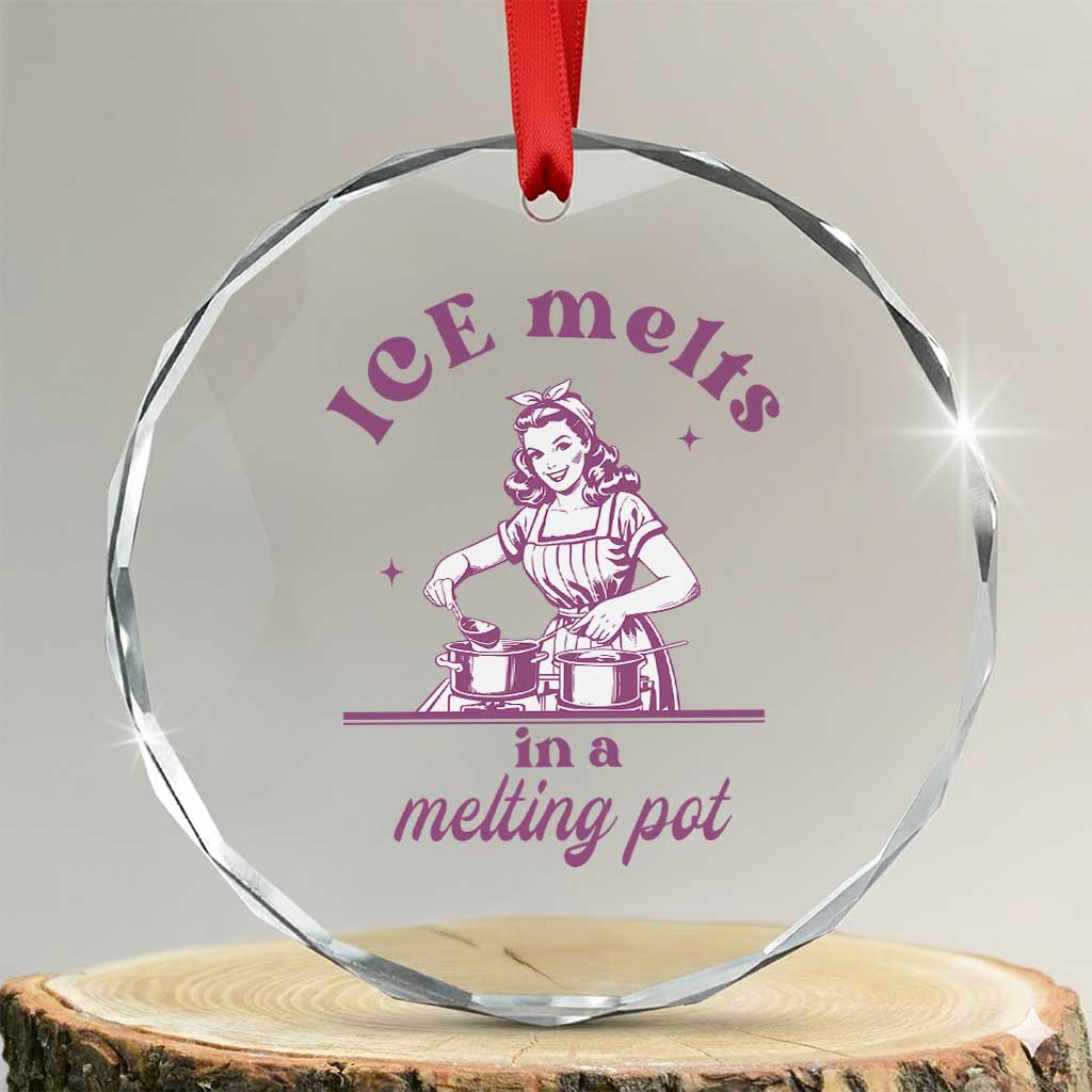Ice Melts In A Melting Pot Crystal Glass Ornament Funny Cooking Woman Retro Feminist Political Statement