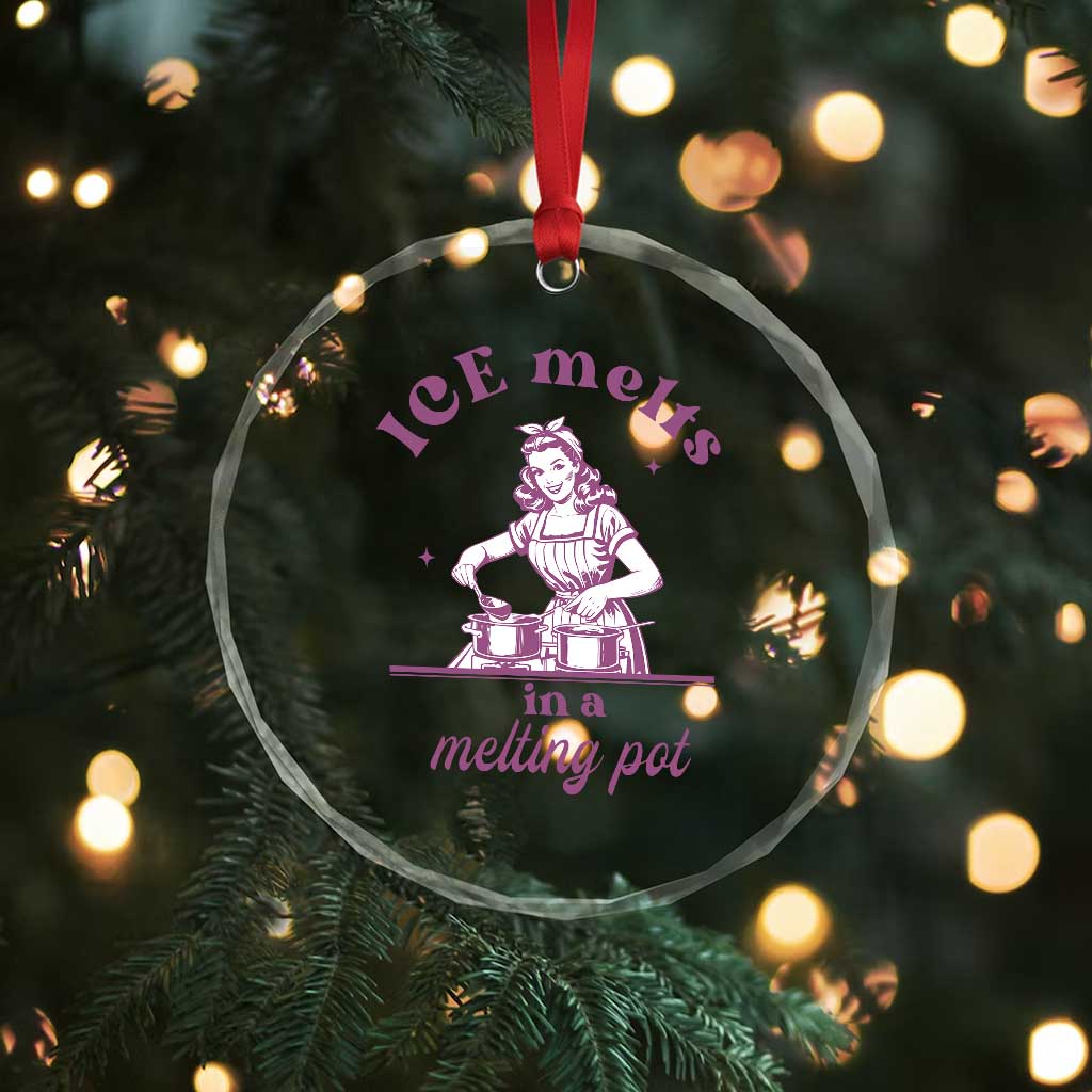 Ice Melts In A Melting Pot Crystal Glass Ornament Funny Cooking Woman Retro Feminist Political Statement