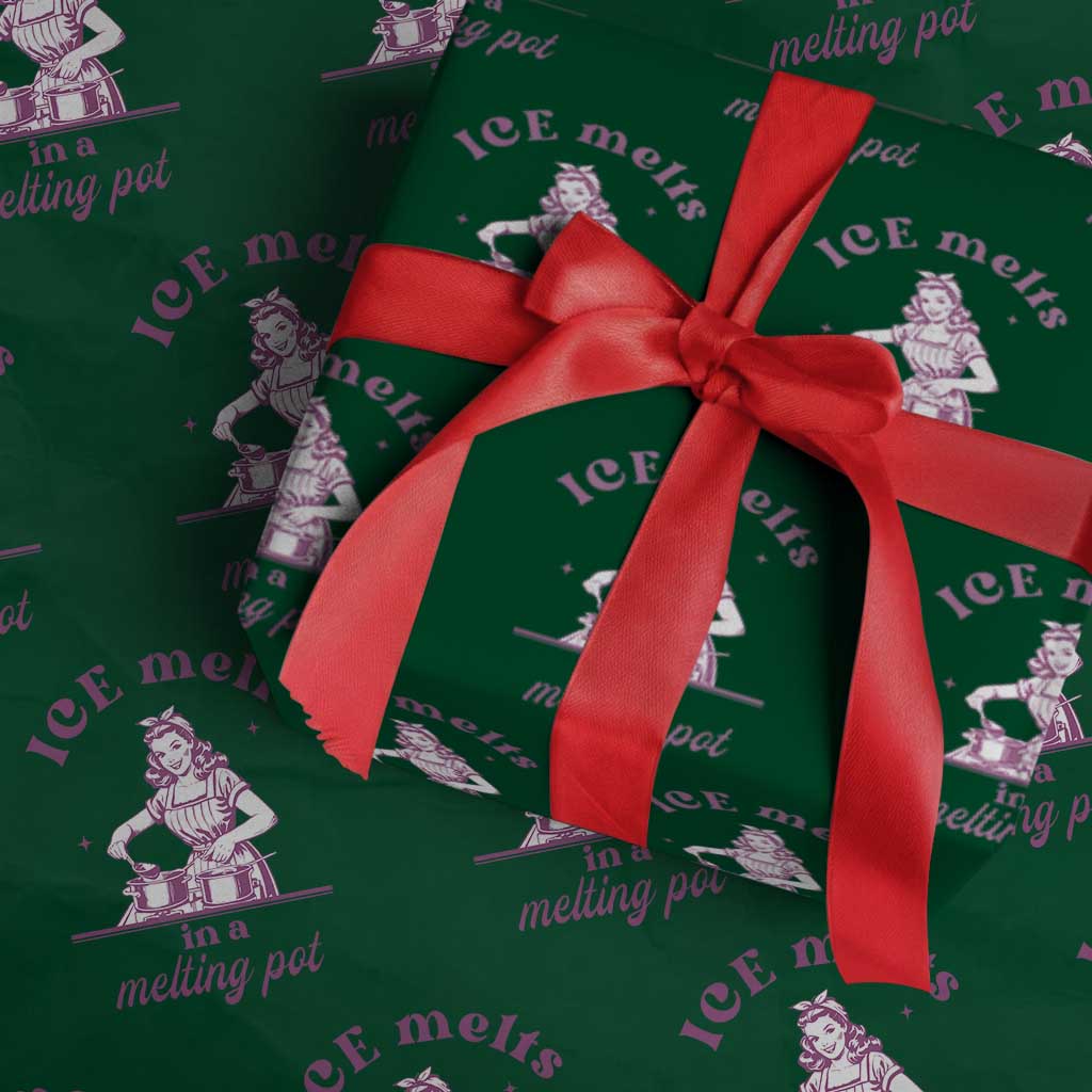 Ice Melts In A Melting Pot Wrapping Paper Roll Funny Cooking Woman Retro Feminist Political Statement